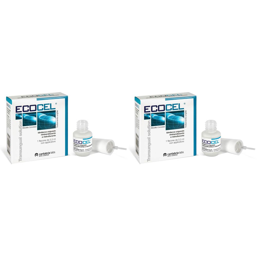 Ecocel Lacca Ungueale 2x3,3 ml Smalto per unghie a base di principio a