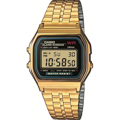 Chronograph CASIO VINTAGE "A159WGEA-1EF", gold (goldfarben), Armbanduhren, Damen, Quarzuhr, Armbanduhr, Damen, Herren, digital, retro, Stoppfunktion Image