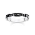 Fingerring THOMAS SABO "Steine Pavé TR2358-051-9-52-60, TR2358-643-11-52-60" Fingerringe Gr. 60, Silber 925 (Sterlingsilber), 4 mm, silberfarben (silberfarben, schwarz, schwarz) Damen Fingerringe