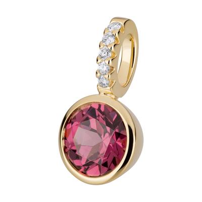 Ketten-Anhänger OROLINO "Gold 585 mit 5x Brillant zus. 0,02ct. und Rhodolith", gelb, Schmuckanhänger, Damen, ONE-SIZE, 0,02 ct SI = kleine Einschlüsse, Gold, 0,6 g