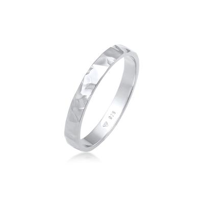 Fingerring ELLI "Basic Bandring Fein Gehämmert 925 Silber" Gr. 52, silber, Fingerringe, Damen, 52mm, ohne Stein, Silber 