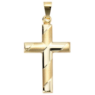 Kreuz-Anhänger JOBO "Anhänger Kreuz", gold (gelbgold 333), Schmuckanhänger, Damen, Gelbgold 333, 333 Gold diamantiert
