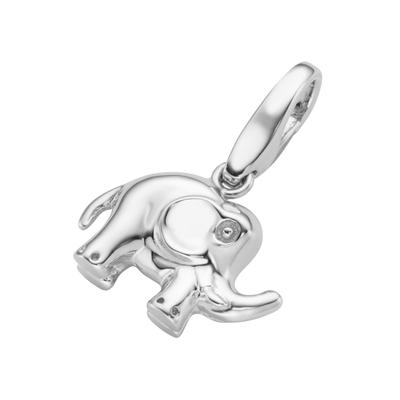 Charm-Einhänger "Elefant mit Clipöse, Silber 925", silber, GIORGIO MARTELLO MILANO, Charms, Damen, Silber 925 (Sterlingsilber)