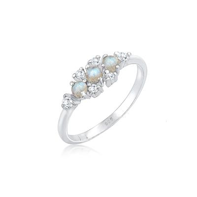 Verlobungsring ELLI "Labradorit Grau 925 Sterling Silber" Gr. 56, silber, Fingerringe, Damen, 56mm, Silber 925 (Sterlingsilber), 1.5mm Image