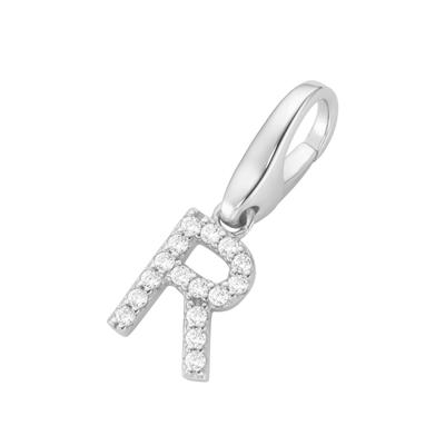 Charm Buchstabe "Buchstabe R, Zirkonia Steine, Silber 925", weiß, GIORGIO MARTELLO MILANO, Charms, Damen, Silber 925 (Sterlingsilber)