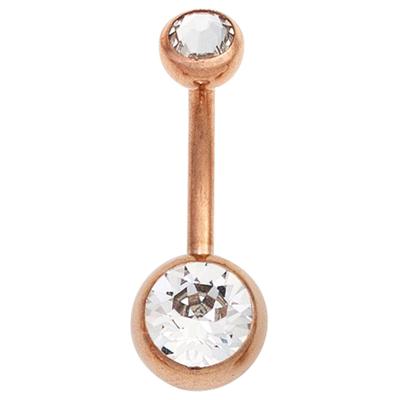 Bauchnabelpiercing JOBO, rosa (roségoldfarben), Piercings, Damen, Edelstahl, Edelstahl roségoldfarben mit Kristallsteinen