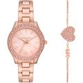 Quarzuhr MICHAEL KORS "LILIANE, MK1068SET" Armbanduhren rosegold (roségoldfarben) Damen Quarzuhren