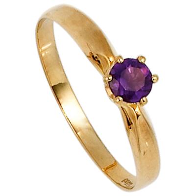 Goldring JOBO Gr. 54, gelb (gelbgold 585), Fingerringe, Damen, 54, Gelbgold 585, 585 Gold mit Amethyst Image