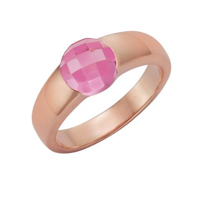 Fingerring JAMELLI "925 Silber rosé vergoldet Quarz (beh.)" Gr. 56, rot (rot, pink), Fingerringe, Damen, 056 (17,8), 3,0