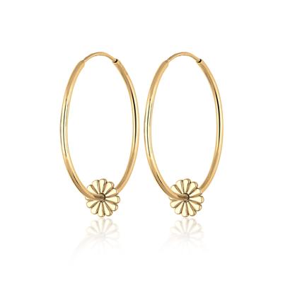 Paar Creolen ELLI "Creole Blume 925 Sterling Silver vergoldet", gold, Ohrringe, Damen, OneSize, ohne Stein, Silber 925 (Sterlingsilber) Image