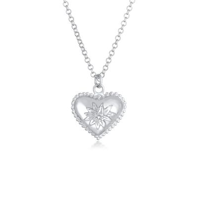 Kette mit Anhänger ELLI "Elli Halskette Edelweiss Herz Dirndl Look 925 Silber", silber, Halsketten, Damen, 42, ohne Stein, Silber 925 (Sterlingsilber), L: 42cm Image