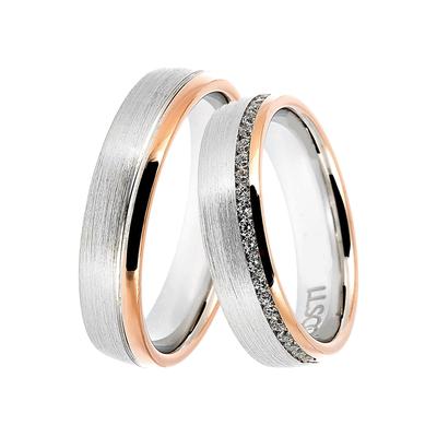 Trauring DOOSTI "Schmuck Geschenk Silber 925 Trauring Ehering Partnerring LIEBE" Gr. 58, rosa (silberfarben, roségoldfar