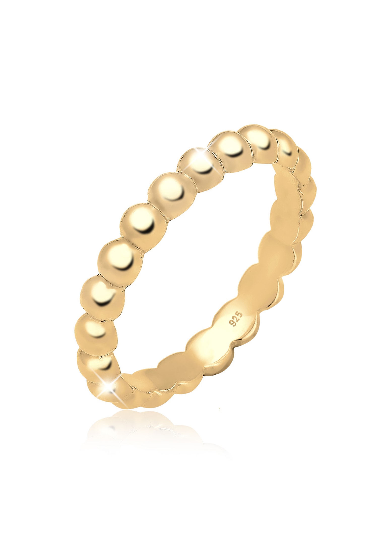 Fingerring ELLI "Stacking Ring Kügelchen 925 Silber" Gr. 56, gold, Fingerringe, Damen, 56mm, ohne Stein, Silber 925 (Sterlingsilber), 3mm Image