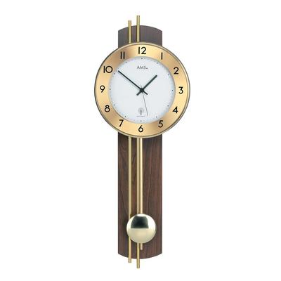 Funk-Pendelwanduhr AMS "F5266/1" Wanduhren Gr. B/H/L: 10 cm x 60 cm x 25 cm, bunt (braun, goldfarben) Pendeluhren