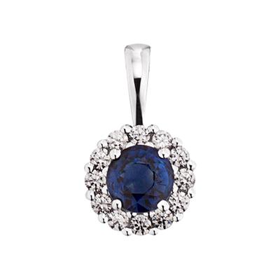 Ketten-Anhänger OROLINO "Gold 585 mit 12x Brillant zus. 0,12ct. und Safir blau", weiß, Schmuckanhänger, Damen, ONE-SIZE,