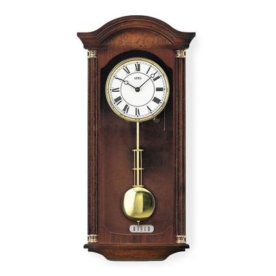 Funk-Pendelwanduhr AMS "F5014/1", braun (nussbaumfarben), Wanduhren, B/L: 64cm x 28cm, Quarzuhr, Holzgehäuse, Nussbaum,Made in Germany,Wohnzimmer Image
