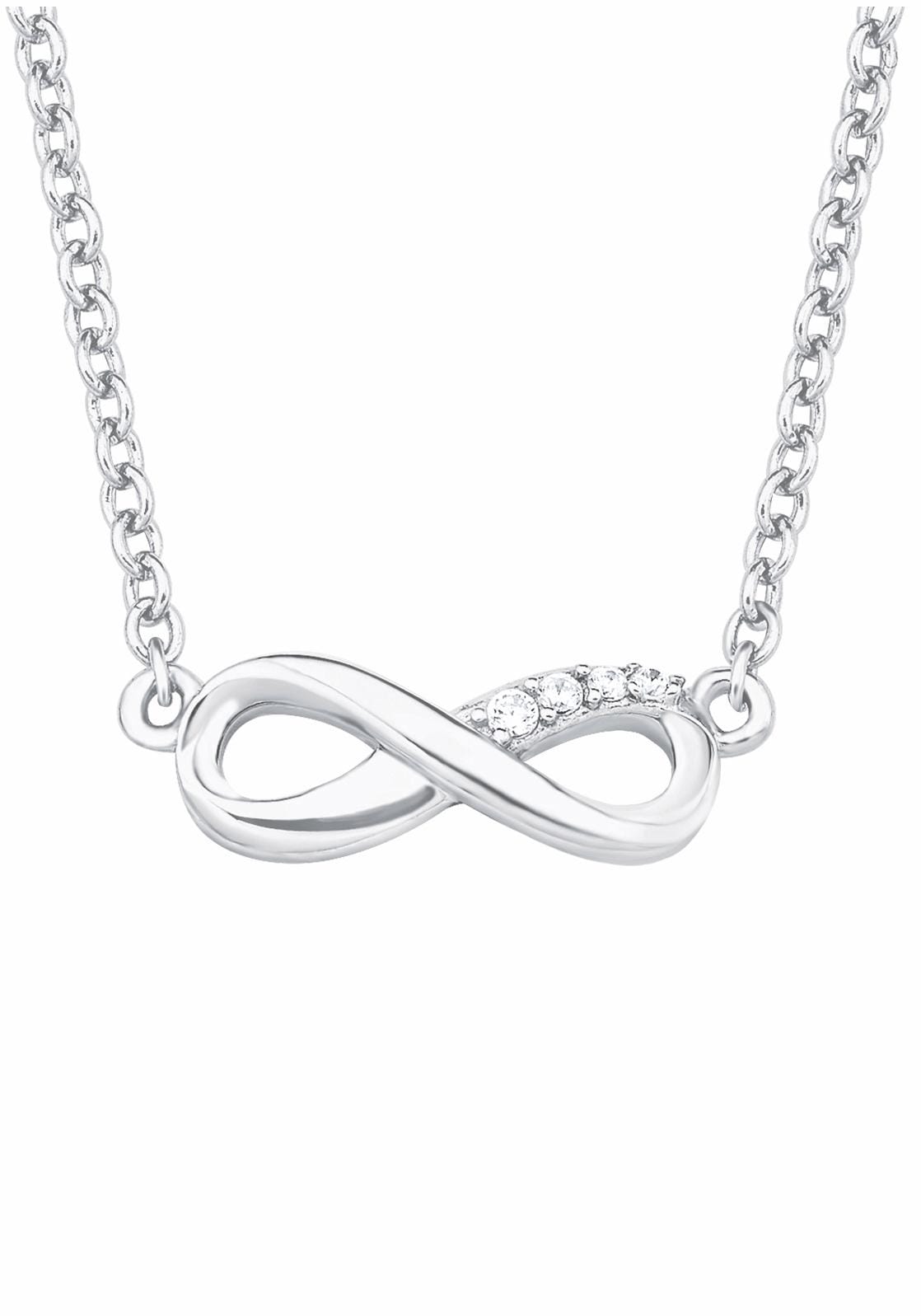 Silberkette S.OLIVER "Infinity/Unendlichkeit", silber (silber, 925), Halsketten, Damen, Silber 925 (Sterlingsilber), L: 45 B: 1,4mm, Silberkette, mit Zirkonia (synth.), B:1,4mm