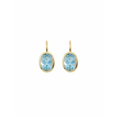 Paar Ohrhänger ADELIA´S "585 Gold Boutons mit Aquamarin" Ohrringe Gr. Damen, Gelbgold 585, blau Damen Ohrhänger