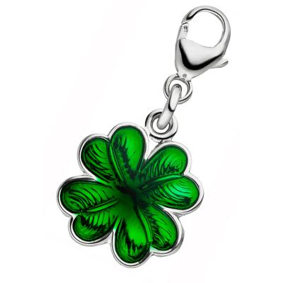 Charm-Einhänger JOBO "Anhänger Kleeblatt", grün, Charms, Damen, Silber 925 (Sterlingsilber), 925 Silber Image