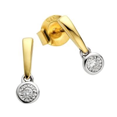 Paar Ohrstecker DIAMONDS BY ELLEN K. "375 Gold zweifarbig 2x Brillant 0,03ct.", gelb (gelb, weiß), Ohrringe, Damen, ONE-