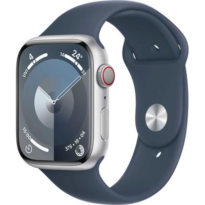 Smartwatch APPLE "Watch Series 9 GPS + Cellular 45mm Aluminium S/M" Smartwatches silberfarben (silber) Fitness-Tracker