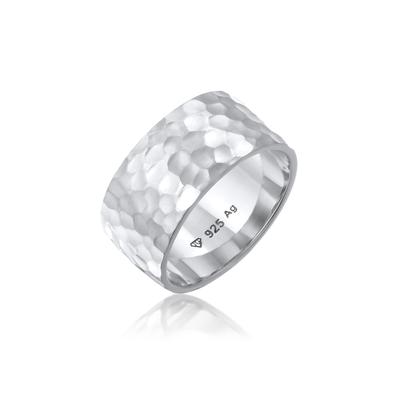 Fingerring ELLI "Breit Bandring Gehämmert Matt 925er Silber" Gr. 56, silber, Fingerringe, Damen, 56mm, ohne Stein, Silber 925 (Sterlingsilber), 9mm Image