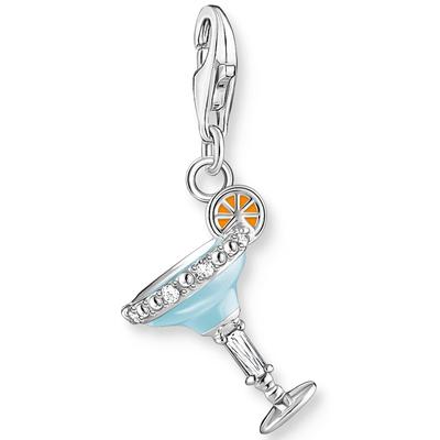 Charm-Einhänger THOMAS SABO "Cocktail blau, 1930-041-7", blau (silberfarben, weiß, hellblau, orange, weiß), Charms, Dame