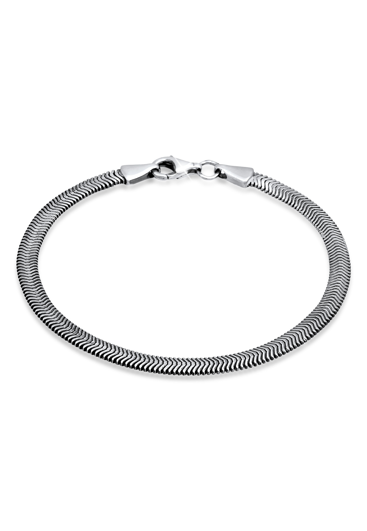 Armband KUZZOI "Flach Elegant Schlangenkette Fischgräte 925 Silber" Gr. 23, schwarz, Armbänder, Herren, 23cm, ohne Stein, Silber 925 (Sterlingsilber), Silberarmband