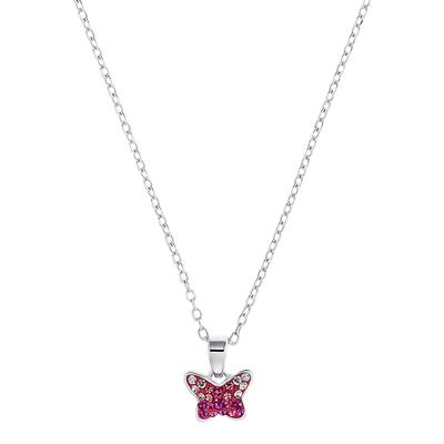 Kette mit Anhänger PRINZESSIN LILLIFEE "Schmetterling, 2034009", bunt (silberfarben, weiß, rosa, pink), Halsketten, Mädchen, Silber 925 (Sterlingsilber), L: 38cm B: 1,3mm, mit Preciosa Crystal, B:1,3mm Image
