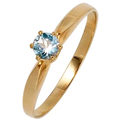 Fingerring JOBO Gr. 58, gelb (gelbgold 585), Fingerringe, Damen, 58, Gelbgold 585, 585 Gold mit Aquamarin Image