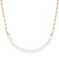 Collier GIORGIO MARTELLO MILANO "mit Muschelkern-Perlen, Silber 925" Halsketten Gr. 45 cm, Silber 925 (Sterlingsilber), goldfarben (gold) Damen Colliers