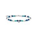 Armband THOMAS SABO "blaue Steine und Perlen, A2064-775-7-L19V" Armbänder Gr. 19, Silber 925 (Sterlingsilber)-Perlen, bunt (silberfarben, weiß) Damen Perlenarmbänder