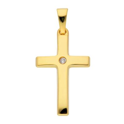 Ketten-Anhänger ADELIA´S "333 Gold Kreuz Anhänger", gold, Schmuckanhänger, Damen, mit Zirkonia, Gelbgold 333, mit Zirkon