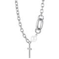 Kette mit Anhänger FIRETTI "Schmuck Geschenk, Kreuz" Halsketten Gr. Edelstahl-Perlen, Länge: 47 cm, bunt (silberfarben, weiß) Damen Ketten mit Anhänger