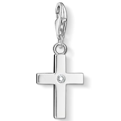 Charm-Einhänger THOMAS SABO "Kreuz, 0366-051-14", bunt (silberfarben, weiß, weiß), Charms, Damen, Silber 925 (Sterlingsilber), mit Zirkonia (synth.)