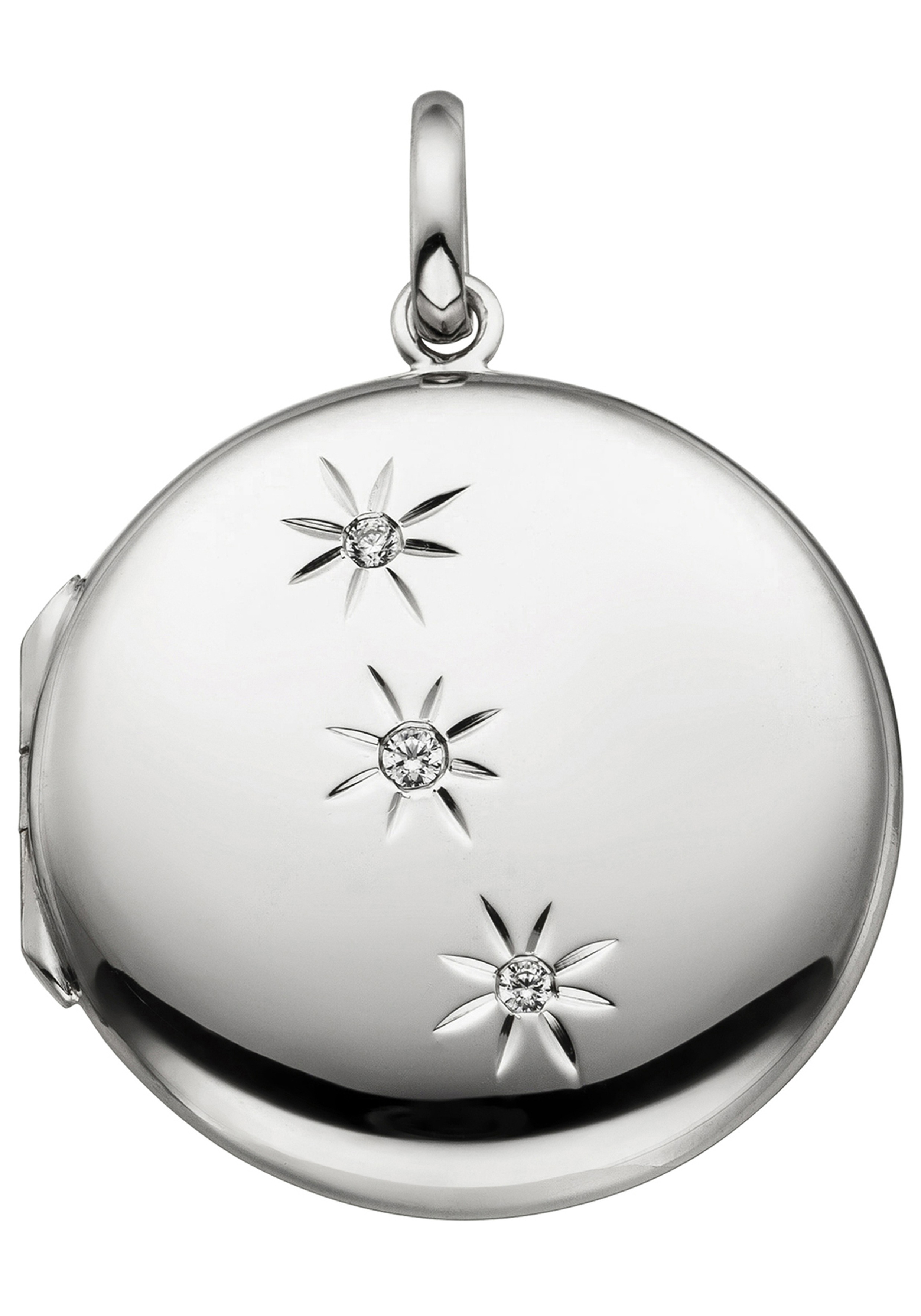 Medallionanhänger JOBO "Anhänger Medaillon rund", silber (silber 925), Schmuckanhänger, Damen, Silber 925 (Sterlingsilber), 925 Silber mit 3 Zirkonia