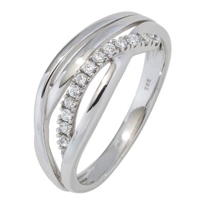 Goldring JOBO Gr. 58, weiß (weißgold 333), Fingerringe, Damen, 58, Weißgold 333, 333 Weißgold mit 13 Zirkonia Image