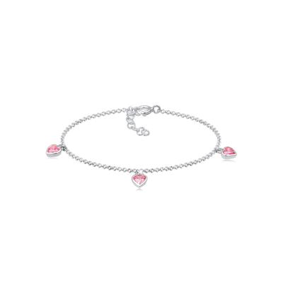 Armband ELLI "Herz Zirkonia Pink 925 Sterling Silber" Gr. 14, silber, Armbänder, Damen, 14cm, ohne Stein, Silber 925 (Sterlingsilber) Image