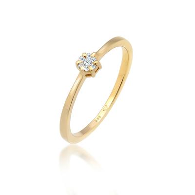 Verlobungsring ELLI DIAMONDS "Diamant Weiß Brillantschliff (0.045 ct) 585 Gelbgold" Gr. 56, gold (gold, weiß), Fingerrin