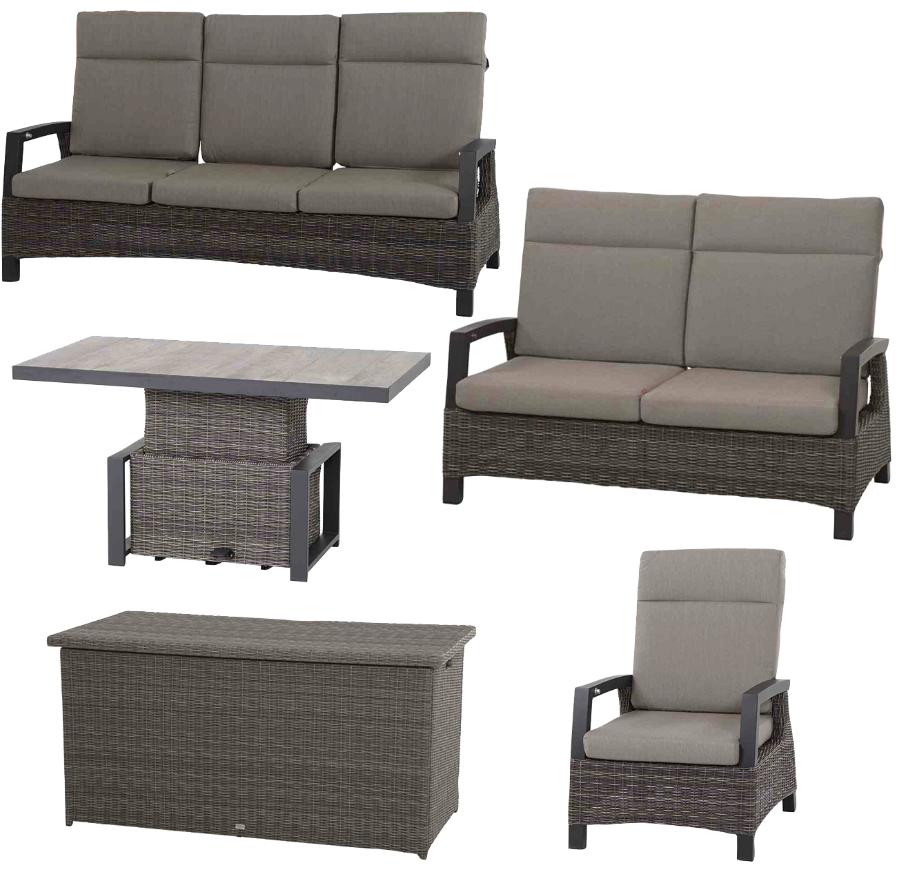 Garten-Essgruppe SIENA GARDEN "Corido", grau (anthrazit, grau, anthrazit), Aluminium, Sitzmöbel-Sets