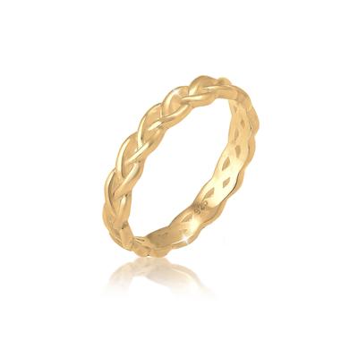 Fingerring ELLI "Gedreht Geflochten Zopfmuster 925 Silber" Gr. 52, gold, Fingerringe, Damen, 52mm, ohne Stein, Silber 92