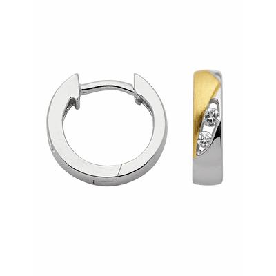 Paar Ohrhänger ADELIA´S "1 Paar 925 Silber Ohrringe / Creolen mit Zirkonia Ø 13,4 mm", silber, Ohrringe, Damen, Damen, Silber 925 (Sterlingsilber), 925 Sterling Silber mit Zirkonia Silberschmuck für Damen Image