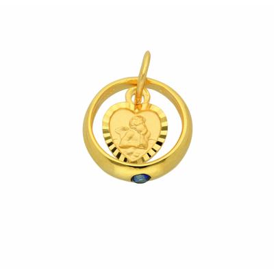 Kette mit Anhänger ADELIA´S "333 Gold Anhänger Taufring mit Safir Ø 10,6 mm", blau, Halsketten, Damen, Gelbgold 333, Schmuckset - Set mit Halskette Image