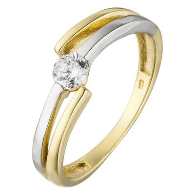 Fingerring JOBO Gr. 60, gold (gelbgold 333, weiß), Fingerringe, Damen, 60, Gelbgold 333-Weißgold 333, Gelbgold 333, Weißgold 333, 333 Gold bicolor mit Zirkonia Image