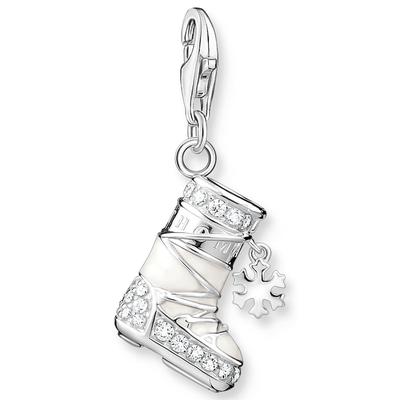 Charm-Einhänger THOMAS SABO "Schneeschuh, 1904-041-14", bunt (silberfarben, weiß, weiß), Charms, Damen, Silber 925 (Sterlingsilber), mit Zirkonia (synth.)