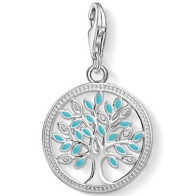Charm-Einhänger THOMAS SABO "Tree of Love, 1469-041-17", bunt (silberfarben, weiß, blau, weiß), Charms, Damen, Silber 925 (Sterlingsilber), mit Zirkonia (synth.)