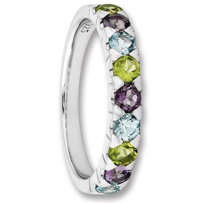 Silberring ONE ELEMENT "Amethyst & Peridot & Blau Topas Ring aus 925 Silber" Gr. 56, silber, Fingerringe, Damen, 56, Silber 925 (Sterlingsilber), aus 925 Silber – perfekt als Geschenk zum Jahrestag oder Geburtstag Image
