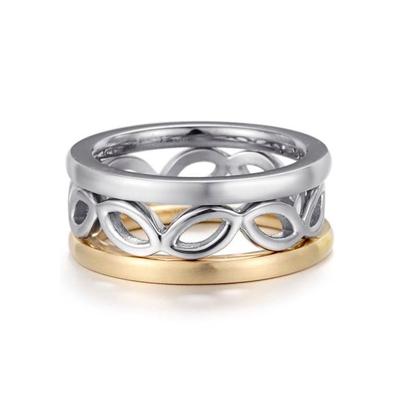 Ring-Set KINGKA "Leaves Trio, SR6228S2,S3,S4,S5" Gr. 60, gold (edelstahlfarben, gelbgoldfarben), Fingerringe, Damen, 60, Edelstahl, 8,8mm Image