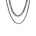 Edelstahlkette KINGKA "Vintage Doppelkette, SN5477s" Halsketten Gr. Edelstahl, Länge: 55 cm, schwarz (schwarz, vintage) Damen Edelstahlketten