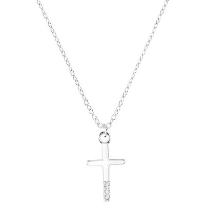 Kette mit Anhänger S.OLIVER JUNIOR "Halskette Kreuz, 2035514", silber (silberfarben, kristallweiß), Halsketten, Mädchen, Silber 925 (Sterlingsilber), L: 40cm, mit Zirkonia (synth.) Image